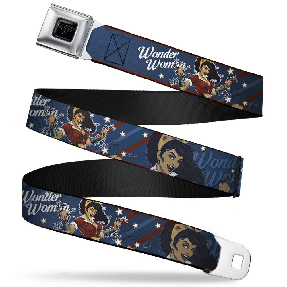 3659 Seatbelt Belt WONDER /Bombshell Pose Blue/Red/White 1.0" Wide